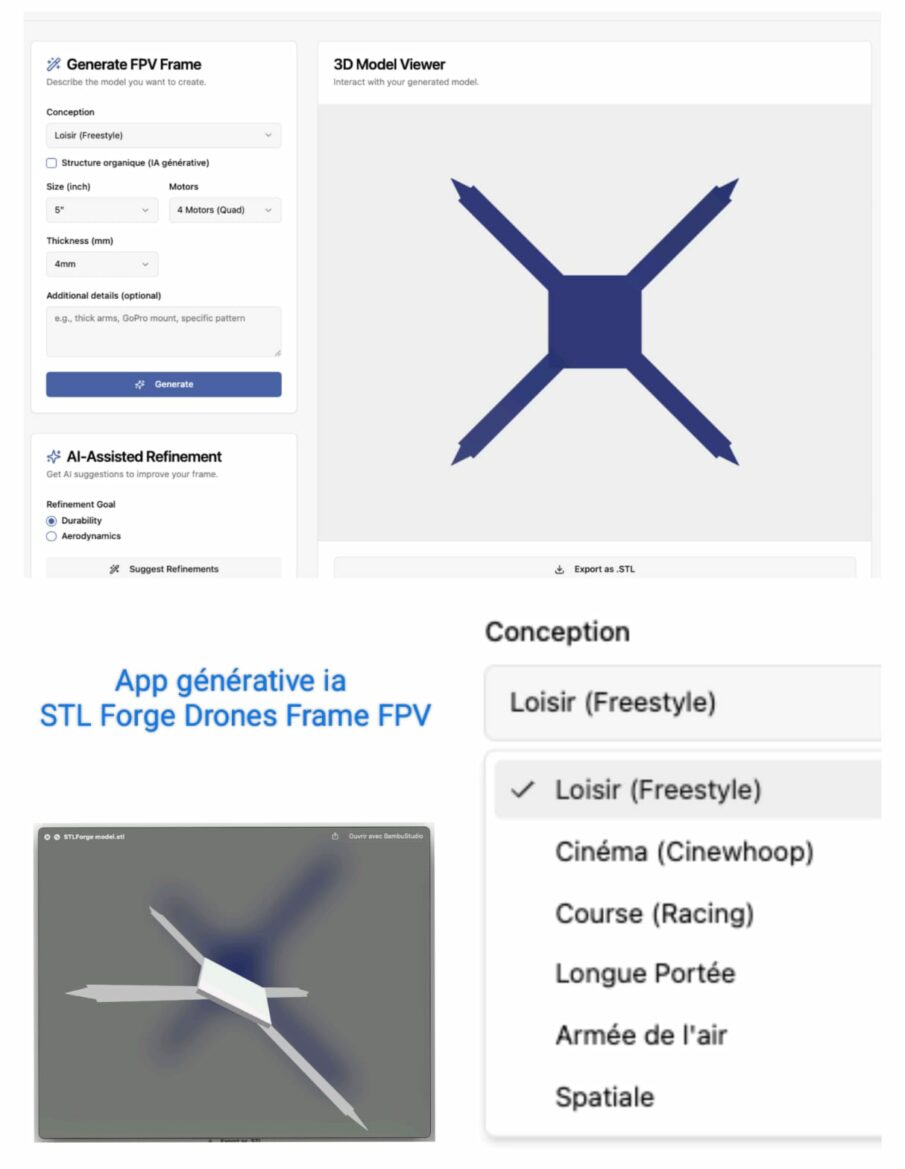 STL 3D FPV ia Frame Drone